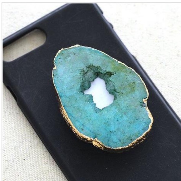 NWT Turquoise Geode and gold Phone grip - Picture 1 of 3